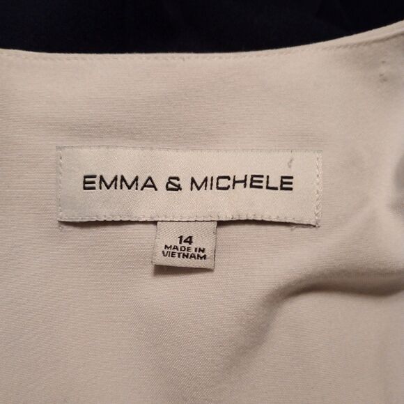 Emma & Michele Size 14 Navy Sleeveless Midi Dress. White Trim Event Wedding - Picture 3 of 5
